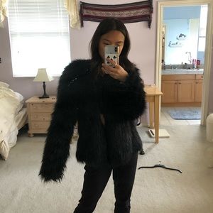 Black faux fur jacket